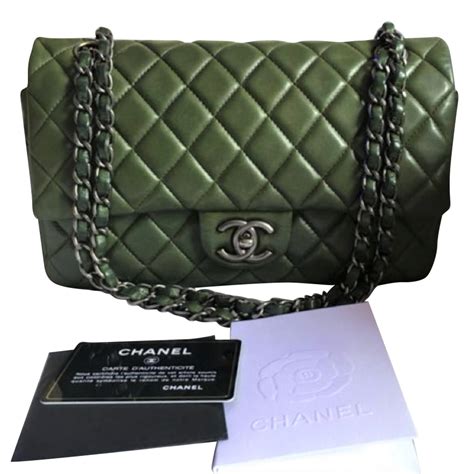 chanel green flap|Chanel vintage classic flap.